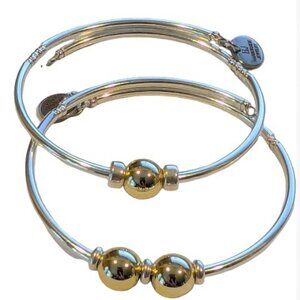 Cape Cod Sterling with 14Kt Gold Filled Ball Classic Flex Bracelets - Set of Two